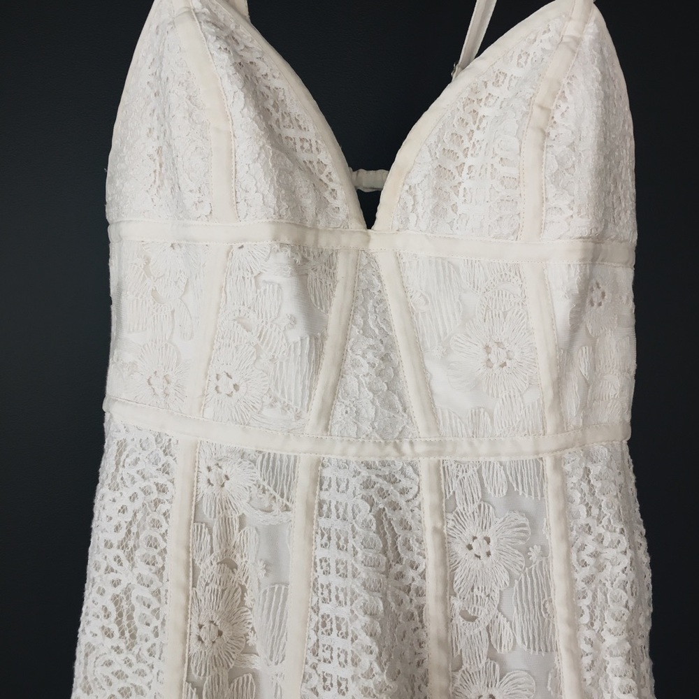 BCBG cream maxi gown